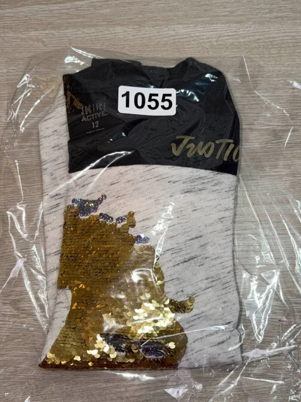 Justice Girls' Unicorn Sequin Top Black/Grey Size 12